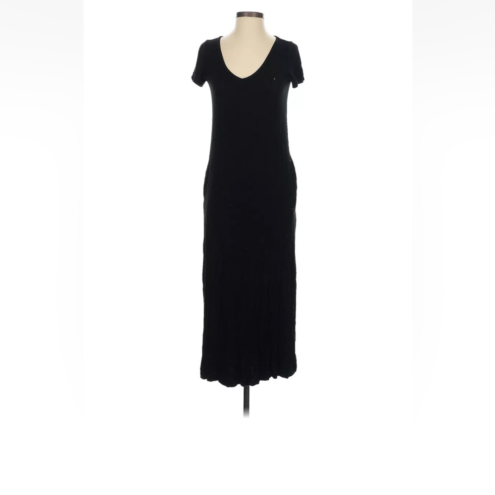 Olivia Rae Basic black long v neck dress short sleeves Small